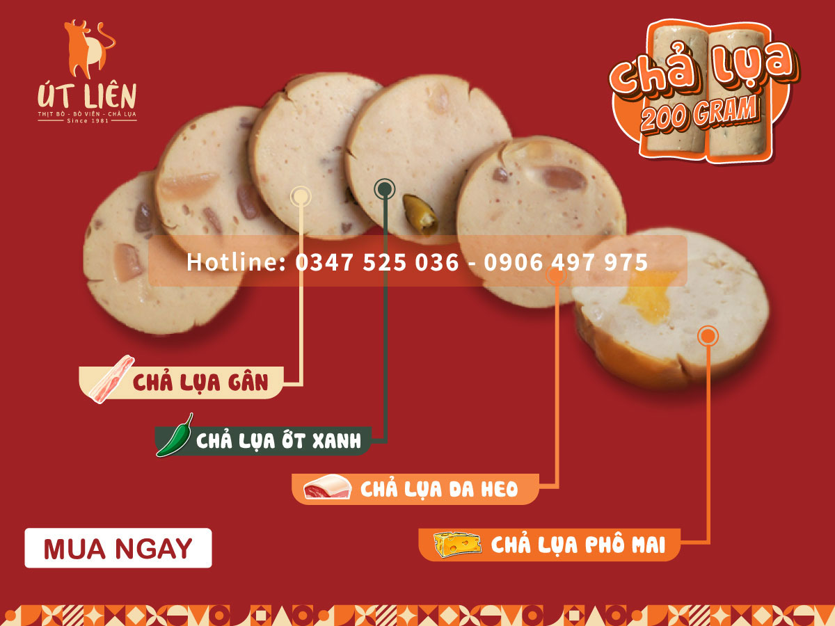 chả lụa 200gr tiệm nhà Út nhiều hương vị